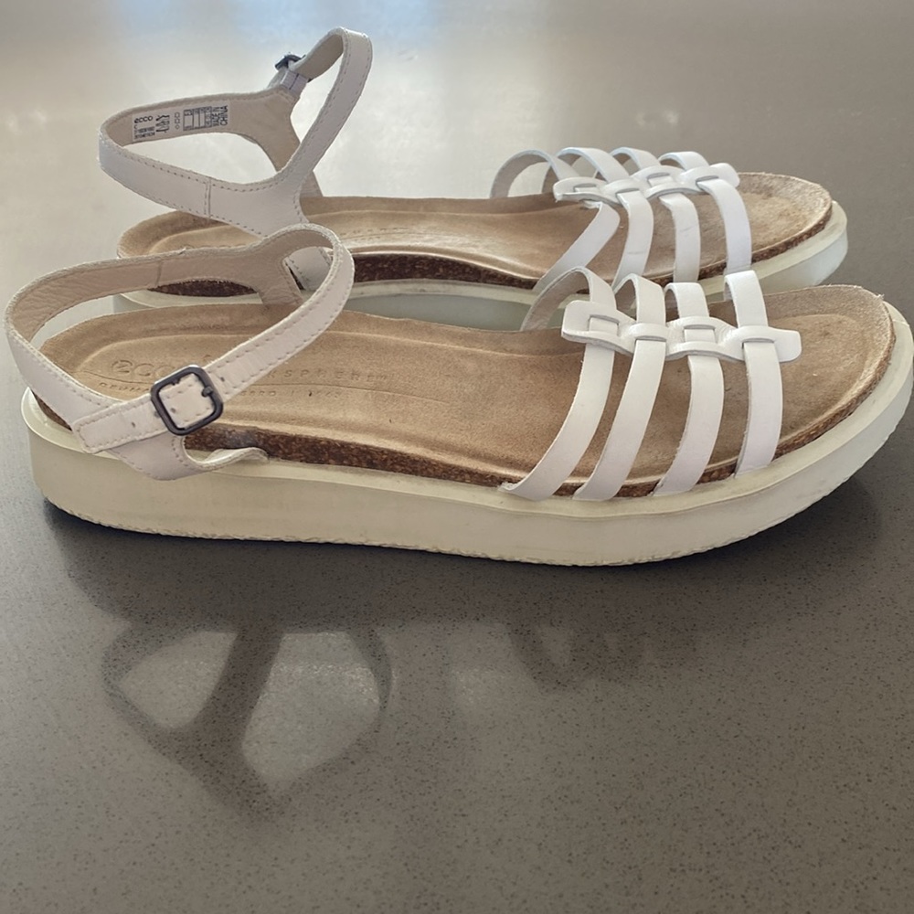Ecco White Corkspere Sandal sz 39 - Picture 3 of 8
